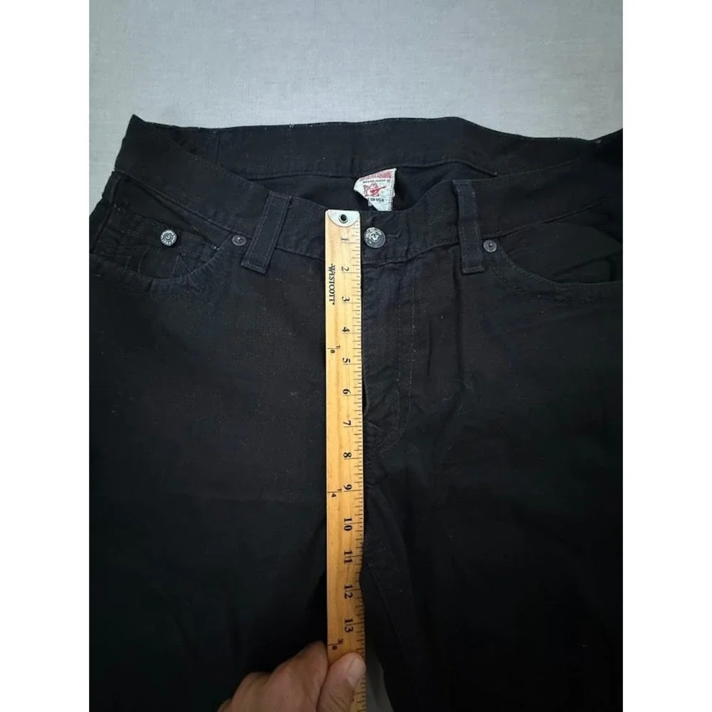 TRUE RELIGION Ricky Black Straight Jeans Men's‎ Belted Flap Pocketed 38X31.